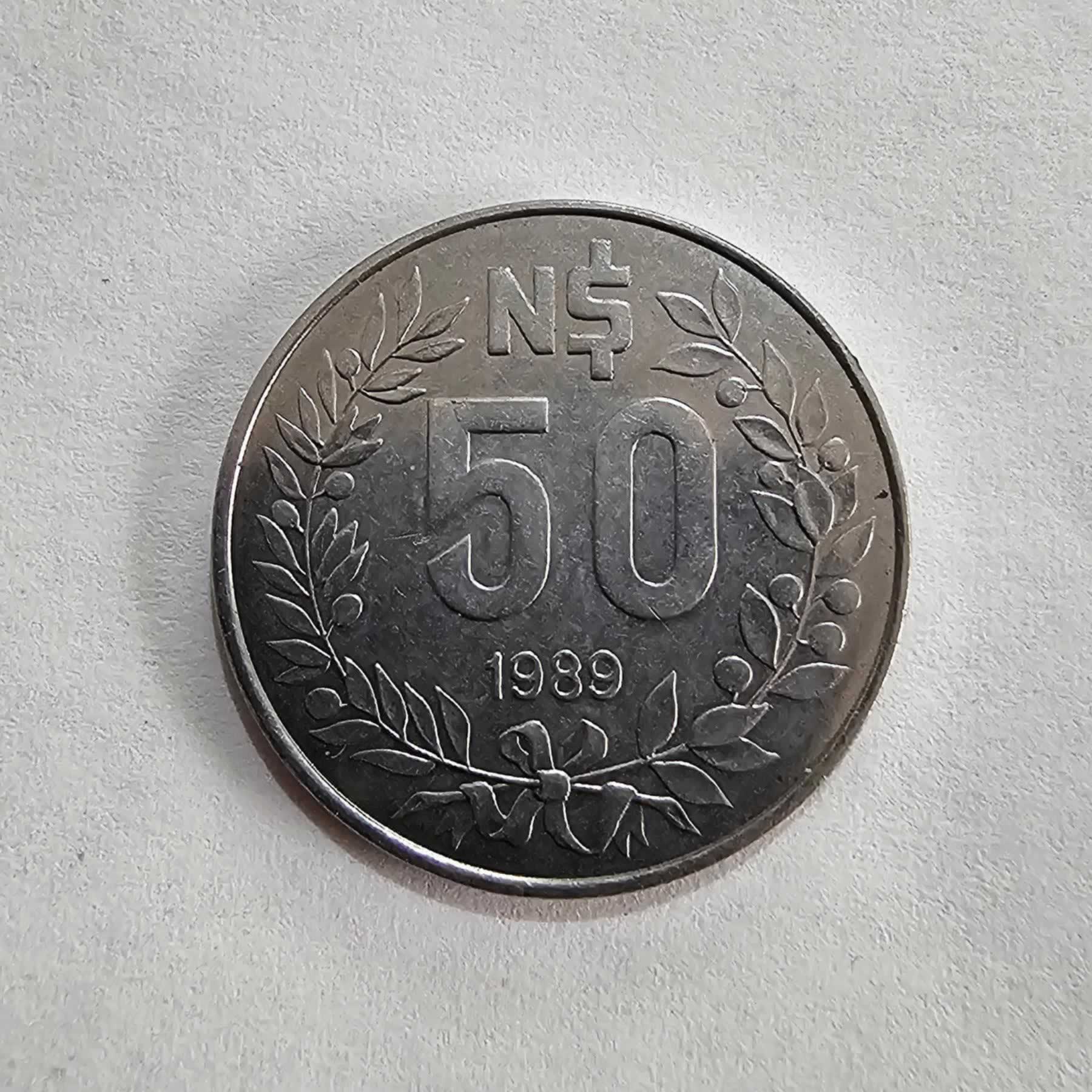 Reverso de 50 Nuevos Pesos, 1989