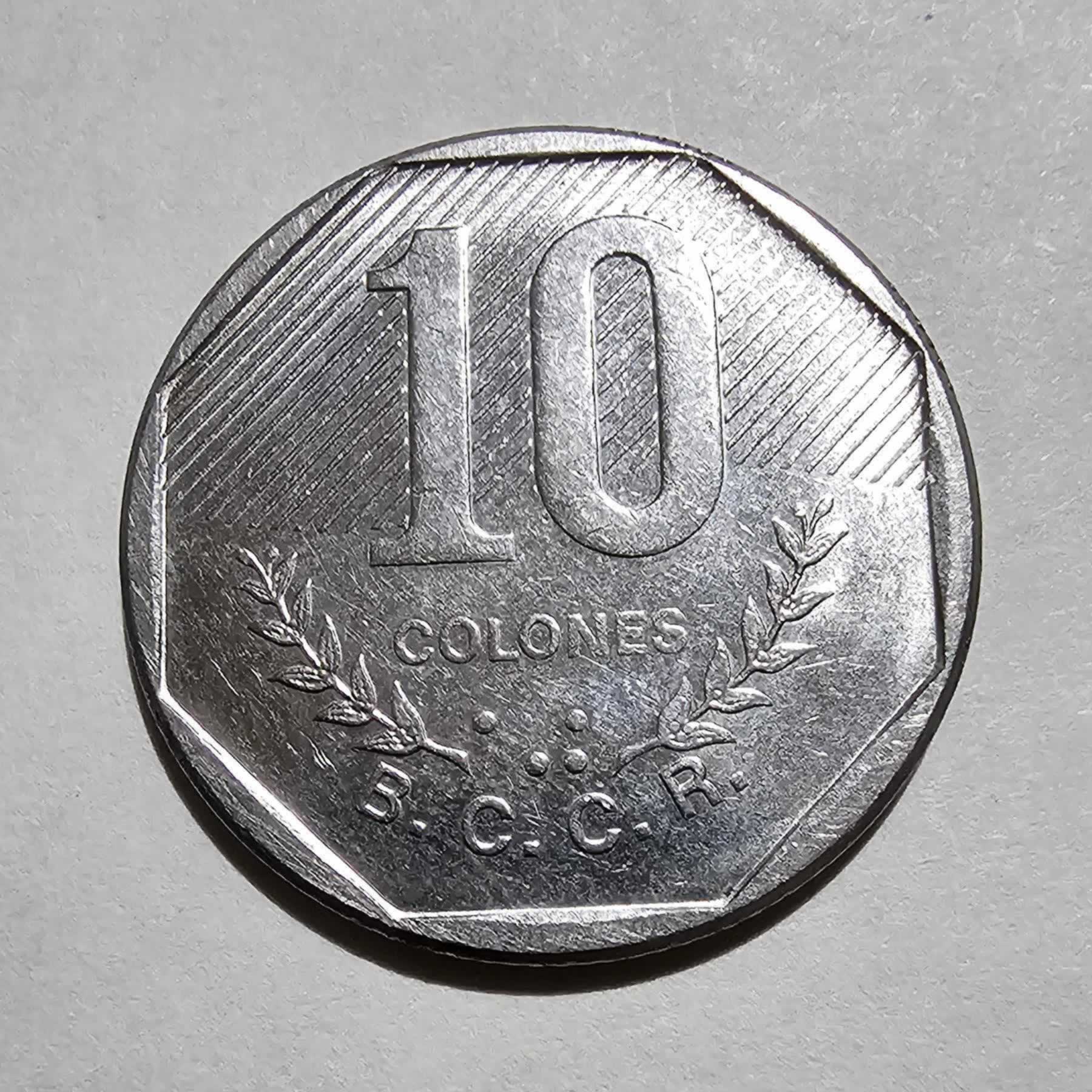 Reverso de 10 Colones, 1985 (cc), Costa Rica · República