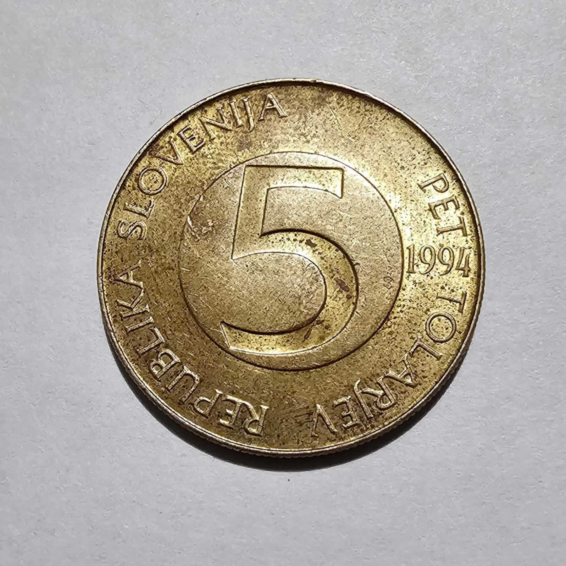 Reverso de 5 Tolarjev, 1994