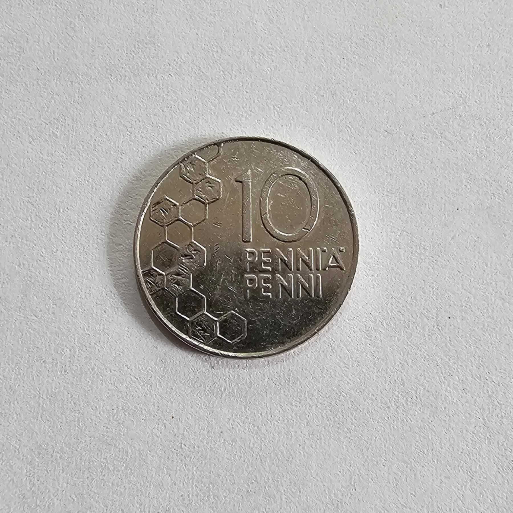 Reverso de 10 Pennia, 1995