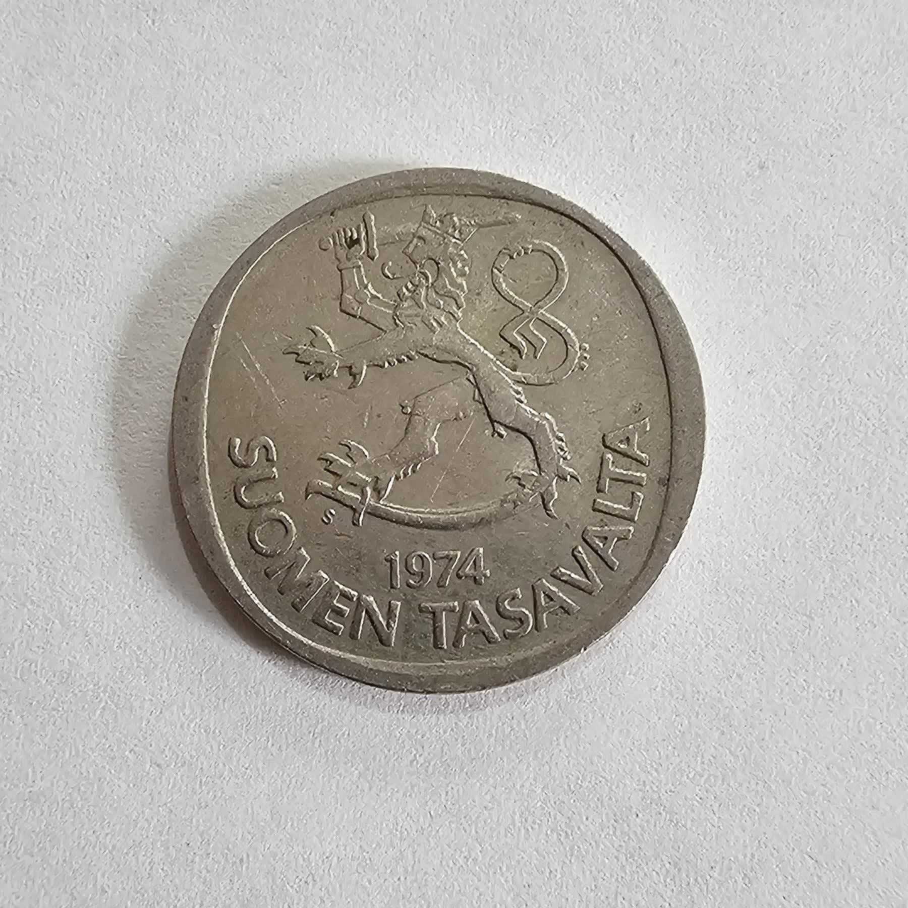Anverso de 1 Markka, 1974 S, Finlandia