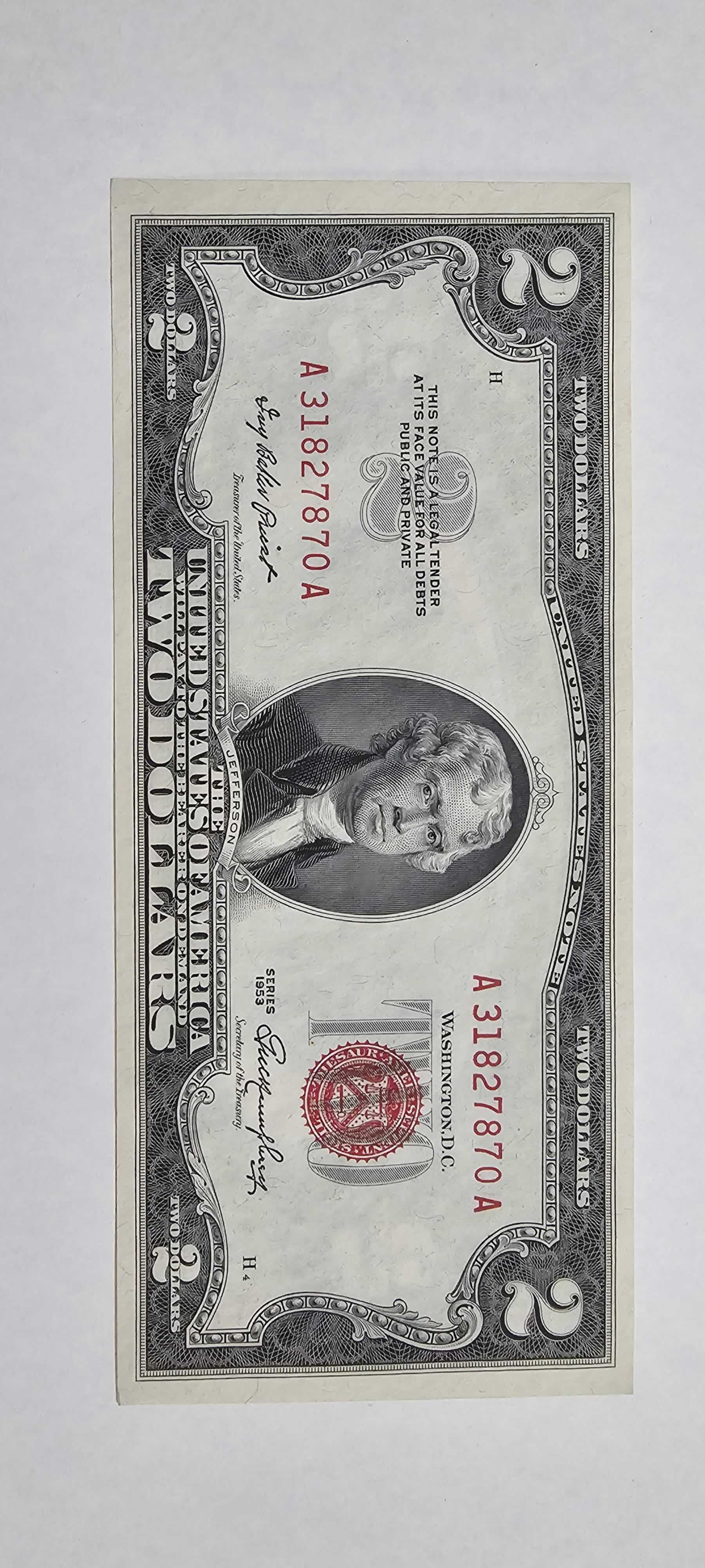 Anverso de 2 Dollars, 1953
