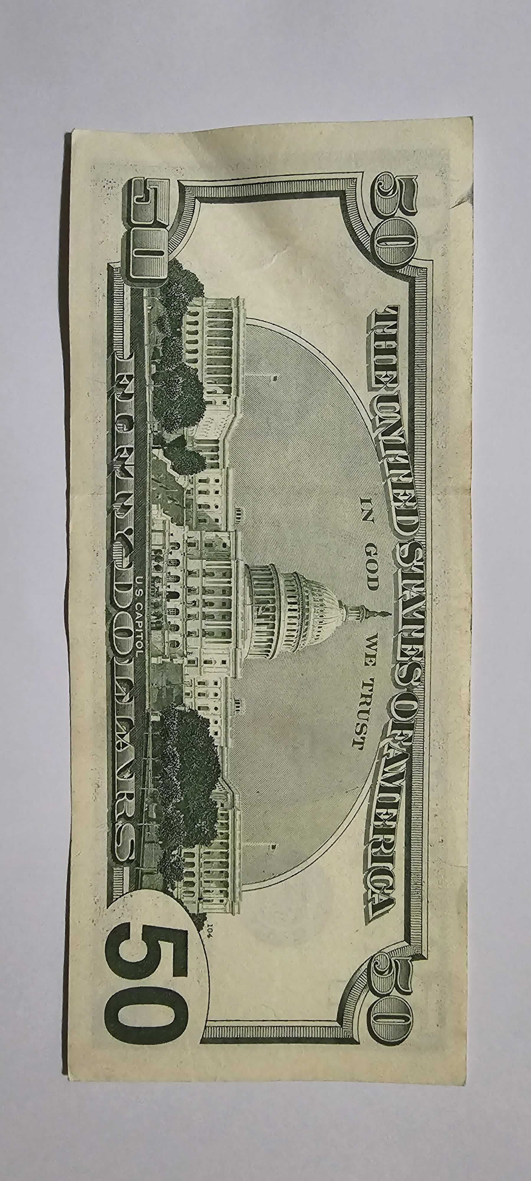 Reverso de 50 Dollars, 1996, Estados Unidos