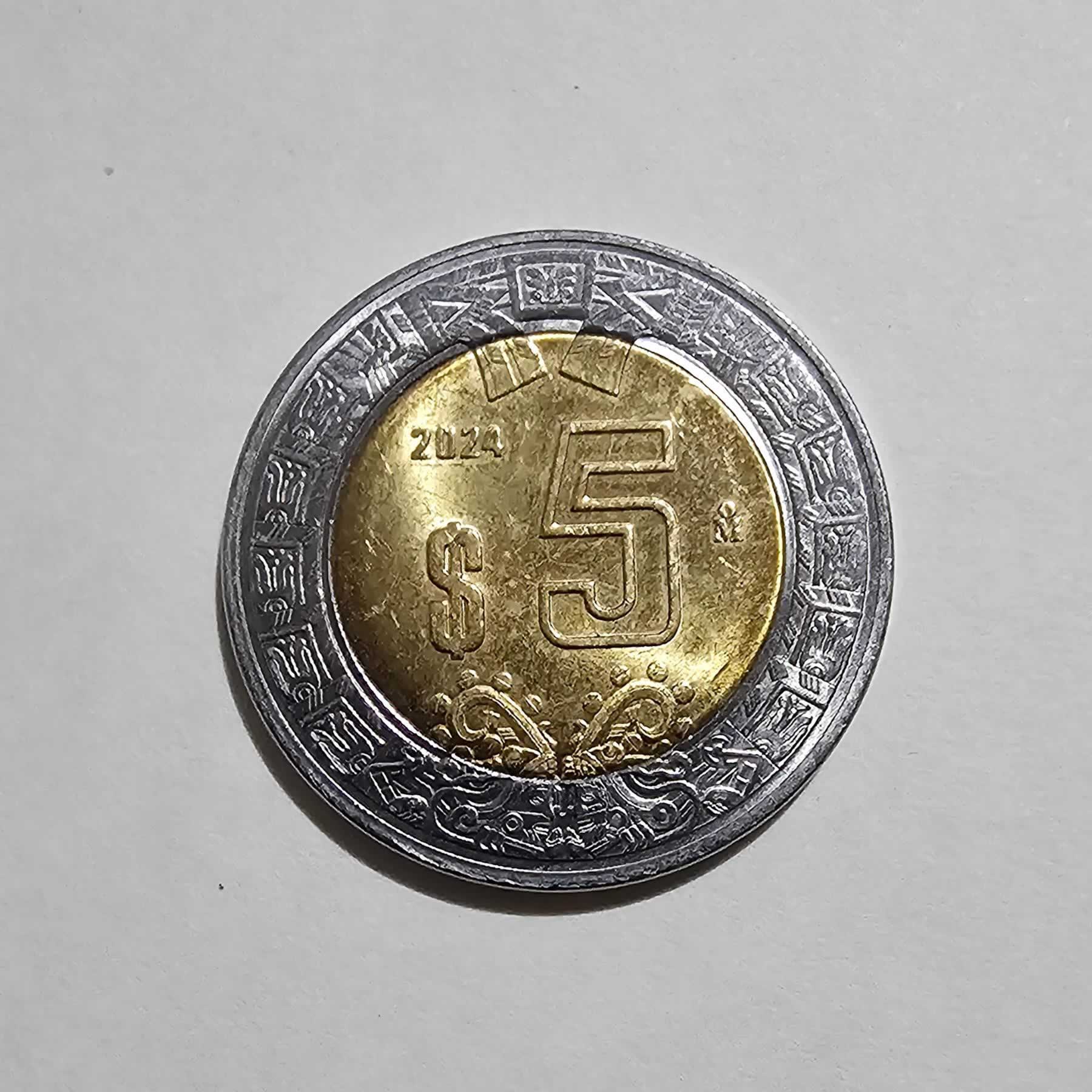 Reverso de 5 Pesos, 2024 Mo, Méjico