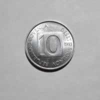 Reverso de 10 Stotinov, 1993