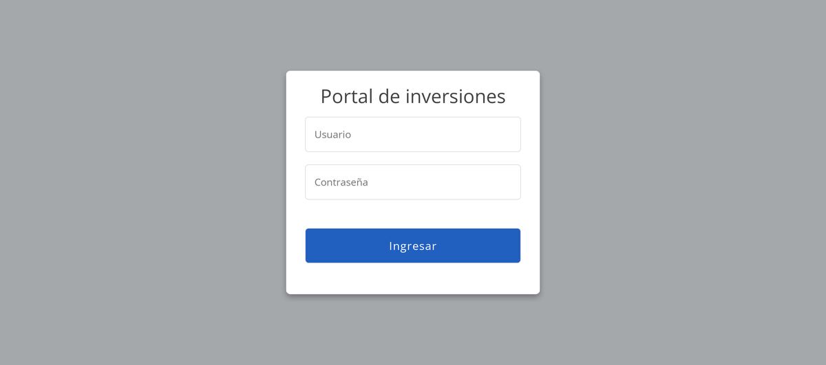Pantalla de ingreso con los campos de usuario y contraseña y el botón Ingresar