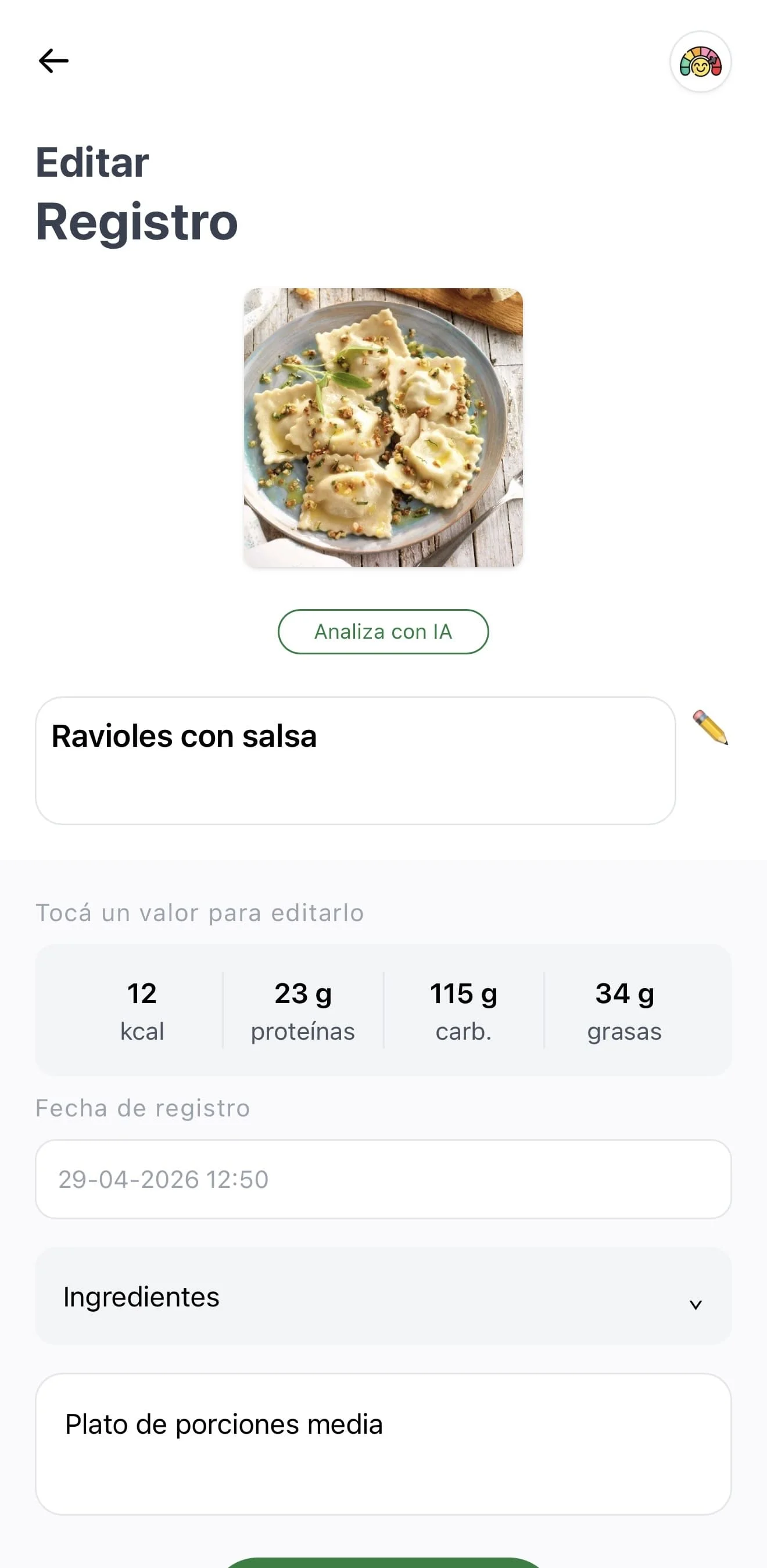 Comidex - Nuevo registro