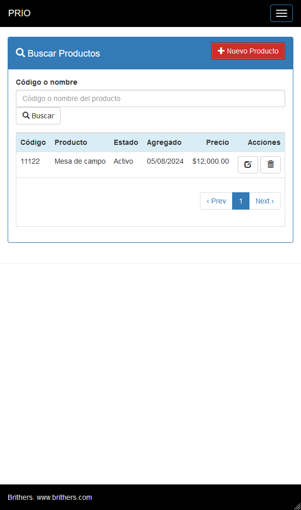 Prio software para presupuestos - Buscar productos